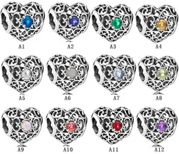 Designer jóias 925 pulseira de prata Charme Bead Fit Pandora Dezembro Aniversário Hollow Love Braceletes Braceletes Estilo Europeu Encantos Frisado Murano
