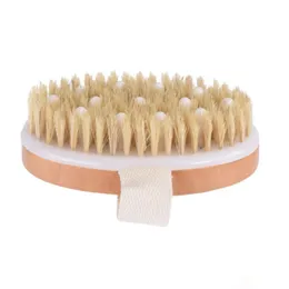 Oval Skin Body Soft natural bristle Brush ellipse Wooden Bath Shower Cleaning Brushes without Handle A216164