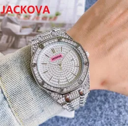 Mens céu grande diamantes anel Dail Quartz relógios 42mm presidente de aço inoxidável clássico rosa calendário de ouro bracelete negócios relógio de pulso relogio masculino