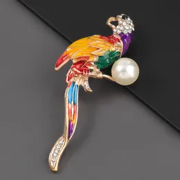 Pins, Brooches Fashion Metal Dripping Oil Parrot Cartoon Brooch Female Pin Creative Corsage Banquet Jewelry Accessories