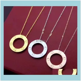 Pendant Fl Cz Stainless Steel Love Necklaces & Pendants Fashion Choker Necklace Women Men Lover Neckalce Jewelry Gift With Veet Bag Drop Del