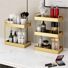 Large Capacity Double Layers Sundries Storage Rack Cosmetic Organizer Box Perfume Display Shelf Kitchen Bathroom Jewelry Stand 211112