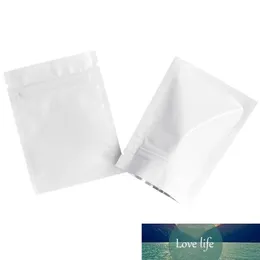 100Pcs/Lot Glossy White Mylar Foil Bag Self Grip Zipper Seal Tear Notch Recloable Flat Pouches for Candy Chocolate Tea