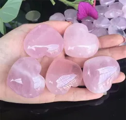 Natural Rose Quartz Heart Shaped Pink Crystal Carved Palm Love Healing Gemstone Lover Gife Stone