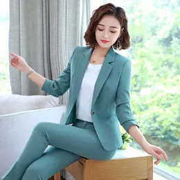 Wysokiej jakości profesjonalne spodnie damskie garnitur kobiece panie blezer biurowy odzież odzież wywiadowy odzież Dwuczęściowy 210527