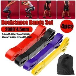 Bandas de resistencia 4 PCS Set Tull Rope Yoga Bucles de goma Strenza Pilates Fitness Gum Equipment Training Elastic Gym1
