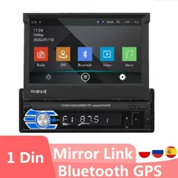 Автомобильная радио 1din Android Мультимедийный видеоплеер Навигация 7 "Экран GPS Bluetooth MirrorLink Autoradio Универсальный стереосистемный приемник
