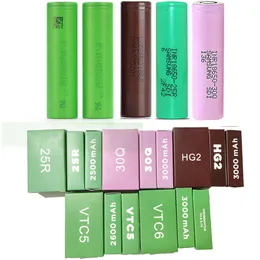 High Quality HG2 INR18650 25R 30Q VTC5 VTC6 18650 Battery 2500mAh 2600mAh 3000mAh Green Brown Rechargeable Lithium Batteries For Samsung IMR LG In Stock Sony Cells