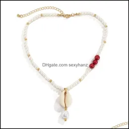 Pendant Necklaces & Pendants Jewelry Yamog Imitation Pearl Shell Vacation Style Women Mixed Beaded Clavicle Chains European Female Beach Par