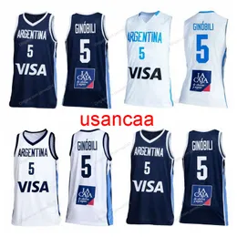 Anpassad Gianna Manu Ginobili Argentina Basketball Jersey 3 Färger Skjorta Size S-4XL Alla namn och nummer av högsta kvalitet