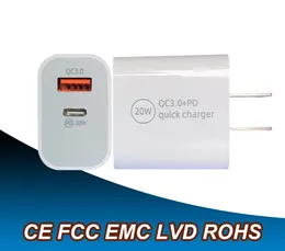 True 20 Вт Высококачественный тип C USB Настенное зарядное устройство Быстрая Зарядка Компактный Адаптер питания PD QC3.0 С CE FCC RoHS ETL
