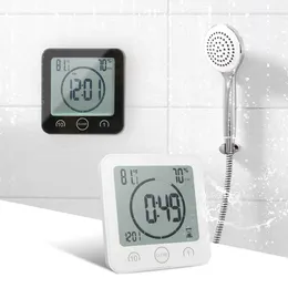防水液晶デジタル壁時計シャワーサクションウォールスタンドアラームタイマー温度湿度風呂天気ステーション210930