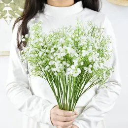 Decorative Flowers & Wreaths 1/2/3pcs 90head Artificial White Babys Breath Plastic Gypsophila Bouquet Wedding Decor Fake Flower Home Decorat