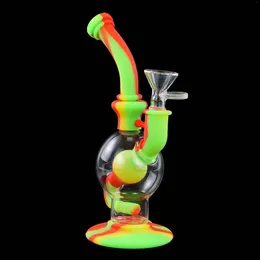 Ball shaped glass pipe water pipes silicone bongs dab rigs smoking hookah filterable bong rubber bubbler with free bowl