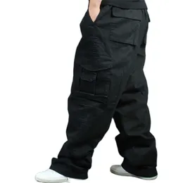 Wide Leg Hip Hop Byxor Män Casual Bomull Harem Cargo Byxor Lösa Baggy Byxor Streetwear Plus Storlek Joggers Män Kläder 210810