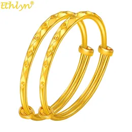 Ethlyn 2pcs/lot Gold Color Baby Bangles Bracelets Kids Adjustable Boys Girls Jewelry Birthday Present Gift My26 Q0717