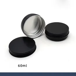60ml 2oz Black Metal Aluminium Packaging Box med Cover Makeup Kosmetisk Cream Container Portable Jar Tea Pot