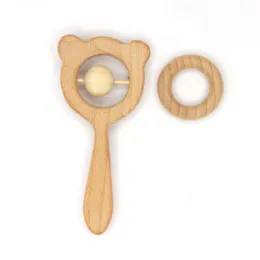 Baby teether elm träbjörn rattle hantverk leksak nyfödda molars baby hälsa tänder leksaker gratis frakt 373 y2