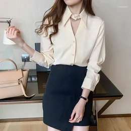 Women's Blouses & Shirts Women Sexy Turn-down Collar Chiffon Blouse Ladies Long Sleeve Formal Elegant Plus Size Stylish Office Woman Tops1