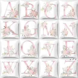Pink Letter Decorative Cushion Cover Wedding Party Decoration Pillow Cover Peach Skin Sofa Pillowcase LLB12352