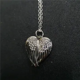 sublimation blank wings locket photo necklaces pendants with zircon fashion hot transfer printing jewelry consumables