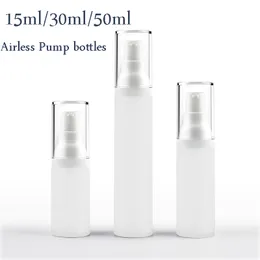 15ml 30ml 50ml Frosted PP Empty Airless Pump bottles Mini Portable Vacuum Cosmetic Lotion Treatment Pump Travel bottle