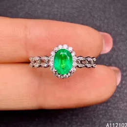 Clusterringe Kjjeaxcmy Fein Schmuck 925 Sterling Silber Eingelegtes Natürlicher Emerald Ring Mode Girls Support -Test Verkauf