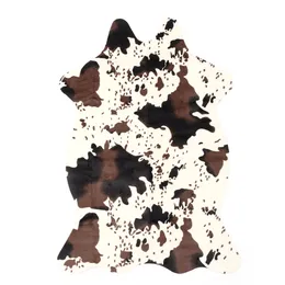 Faux Cowhide Rug Animal Pattern Carpet Cow Print Rug For Bathroom Living Room Skins Doormat Home Textile Black White 210301