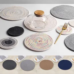 Mats Pads Weave Table Padding Handgjorda Bomull Värme Isolering Tråd Japansk stil Placemat Cup Mat Anti Scald Beständig