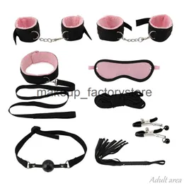 massaggiatore giocattolo del sesso Massaggio Kit BDSM in pelle sexy Peluche BDSM Bondage Set Manette Giochi Accessori esotici Giocattoli Flirtare 18