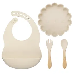 Kit de combinación gratis para bebés Reutilizable Grado alimenticio Dibujos animados estilo león Silicona Alimentación infantil Comida Tazón Cuchara 210226