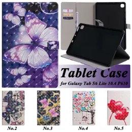 Socktät surfplattfodral för Samsung Galaxy Tab T290/T220/T500/T510/T590/P200/P610 3D Butterfly Colorful Målning Flip Kickstand Skyddsskydd med kortplatser