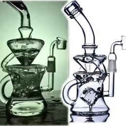 The inner square perc Klein Recycler Oil Rigs Hookahs Glass Water Bongs Smoke Pipe Dab Smoke Pipe With 14mm banger