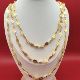 Mäns kvinnors nya kändis skräddarsydda stämpel 24 k solid guldfylld DIY halsband Fin platt kedja Endast länk 70 "80" 90 cm Välj