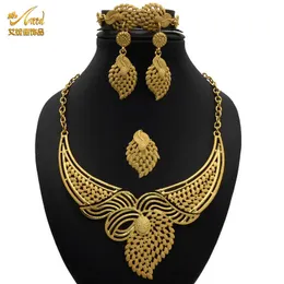 ANIID Set di collane per donne Gioielli indiani Orecchini in oro africano Anelli Bracciale da sposa Matrimonio Damigella d'onore Accessori regalo H1022