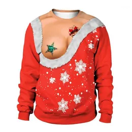 Mäns Tröjor Ugly Christmas Sweater Män Kvinnor Crew Neck Pullover Holiday Party Xmas Sweatshirt Par 3D Roliga Print Jumpers Tops