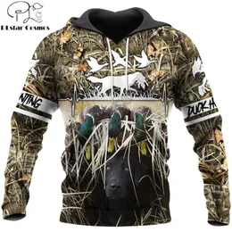 Mäns Hoodies Sweatshirts Huntaholic Jakt Duck 3D Tryckt Fashion Mens Höst Hoodie Sweatshirt Unisex Streetwear Casual Zip Jacket Pul