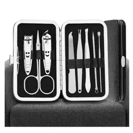 Y.f.m® 8pcs rostfritt stål Nail Care Clipper Pedicure Scissor Eyebrow Pinizer Manicure Set Kit - Ljusgrå