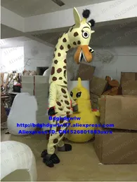 Mascote trajes luz amarela girafa girafa mascote traje adulto personagem de banda desenhada desenhos animados desempenho teatral desempenho zx1028