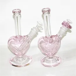 Hjärtform Vattenrör Glas Bongs Oil Rig Silikon Bong Rökning Hookahs DAB Rigs med 14mm Slide Bowl Pieces