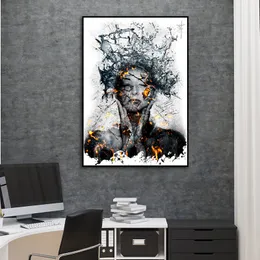 Abstract Poster Girl Fire Canvas Painting Wall Art Pictures For Living Room Decoration Modern Home Decor Cuadros Broken Body