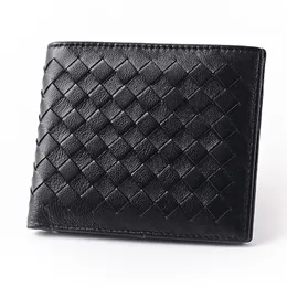 Wallets Carteira Masculina Luxurious High Grade Sheep Skin Knitting Style Men Wallet 2021 Fashion Men's Purses Three On Sales