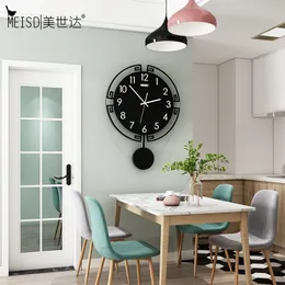 Meisd vintage preto relógio pendulum clássico designer qualidade acrílico casa decoração de parede de parede quarto de relógio de quartzo Horloge frete grátis 210310