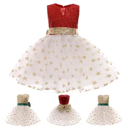 Summer Princess Dress Kids Girls Paillette Pagewant Suknia Birthday Party Princess Sukienka ślubna Vestidos Dzieci Jesienne Odzież Q0716