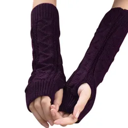 Fingerless handskar ull vinter arm varm lång stickat tangentbord läcka finger dam flickor hand vants kvinnor handske 5