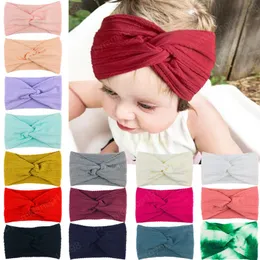 Baby girls mode stickad randig nylon hårband handgjorda kors knutna elastiska breda huvudband spädbarn headwear fotografering rekvisita