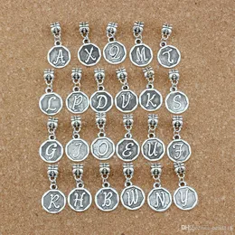 50st / lot antikvitet silver mix brev initial charm pendants för smycken gör armband halsband DIY tillbehör 14.8x30.8mm A-419A