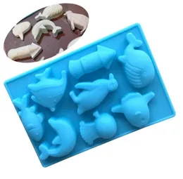 DIY TOOLS Silicone Mold Cake Sea World Dolphin och Fish Chocolate Jelly Pudding Moulds Handgjorda tvålformar sn3111