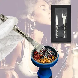 HONEYPUFF 130MM Lungo Metallo Narghilè Carbone Pinza Con Cucchiaio di Tabacco Narghilè Kit di Accessori Clip di Supporto Confezione Regalo Confezione