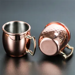 60ml 2oz Mini Moscow Mule Mok Hammered Shot Wine Tumbler Koper Vergulde Cocktail Cup Whisky Glas Koffiebar Drinkware 18/8 RVS